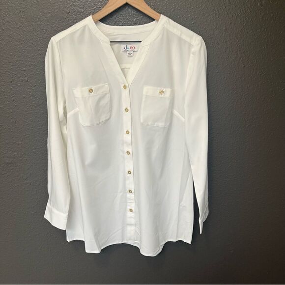 Denim & Co. Roll Tab Sleeve Button Front Soft Utility Tunic - Picture 5 of 13